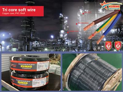 Tri core soft wire VCmt 3 x 0.75 - Cu/PVC/PVC - 400/750V - Kumho