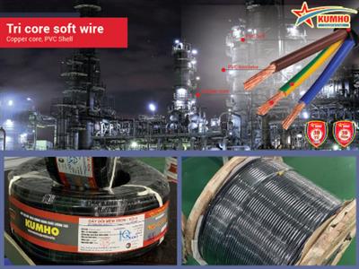 Tri core soft wire VCmt 3 x 0.5 - Cu/PVC/PVC - 400/750V - Kumho