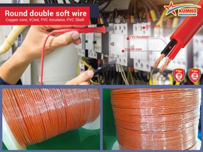 Round double soft wire VCmt 2 x 1.5 - Cu/PVC/PVC - 300/500V - Orange - Kumho