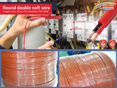 Round double soft wire VCmt 2 x 1.0 - Cu/PVC/PVC - 300/500V - Orange - Kumho