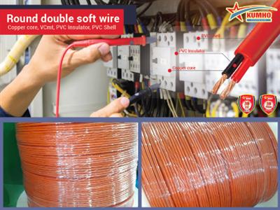 Round double soft wire VCmt 2 x 4.0 - Cu/PVC/PVC - 300/500V - Orange - Kumho