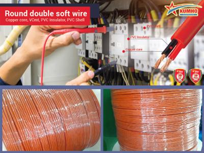 Round double soft wire VCmt 2 x 2.5 - Cu/PVC/PVC - 300/500V - Orange - Kumho